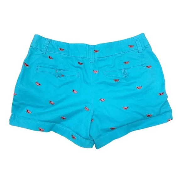 Cambridge Dry Goods Women's 2 Chino Shorts Blue Embroidered Watermelon Design - Picture 8 of 8